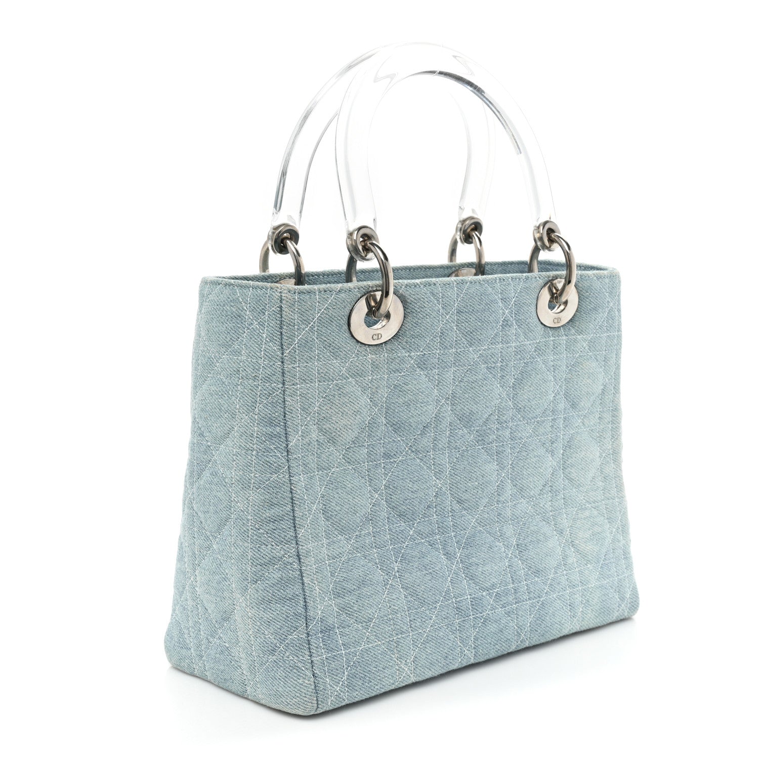 Christian Dior Denim Cannage Medium Lady Dior Light Blue 3 of 14