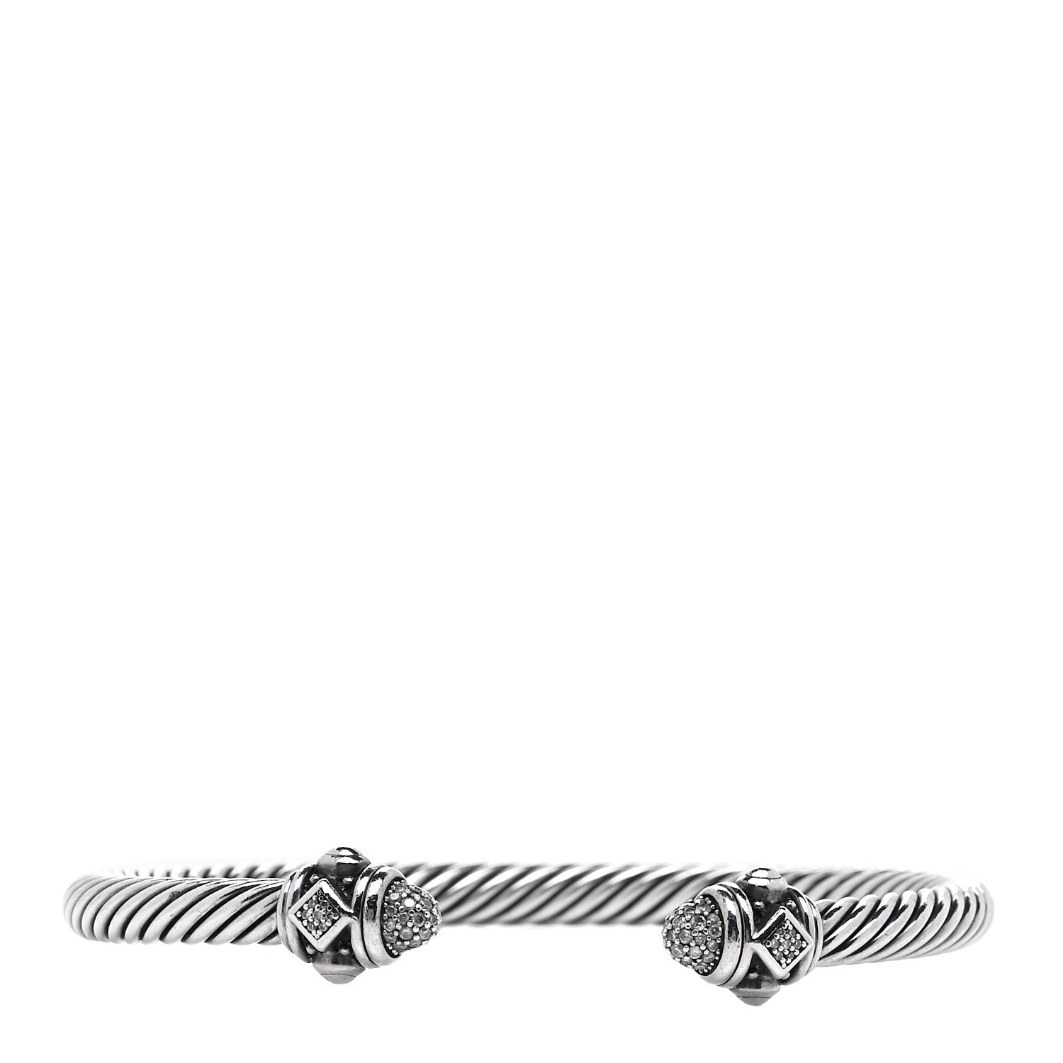 David Yurman Sterling Silver Diamond 5mm Cable Renaissance Bracelet 1 of 6