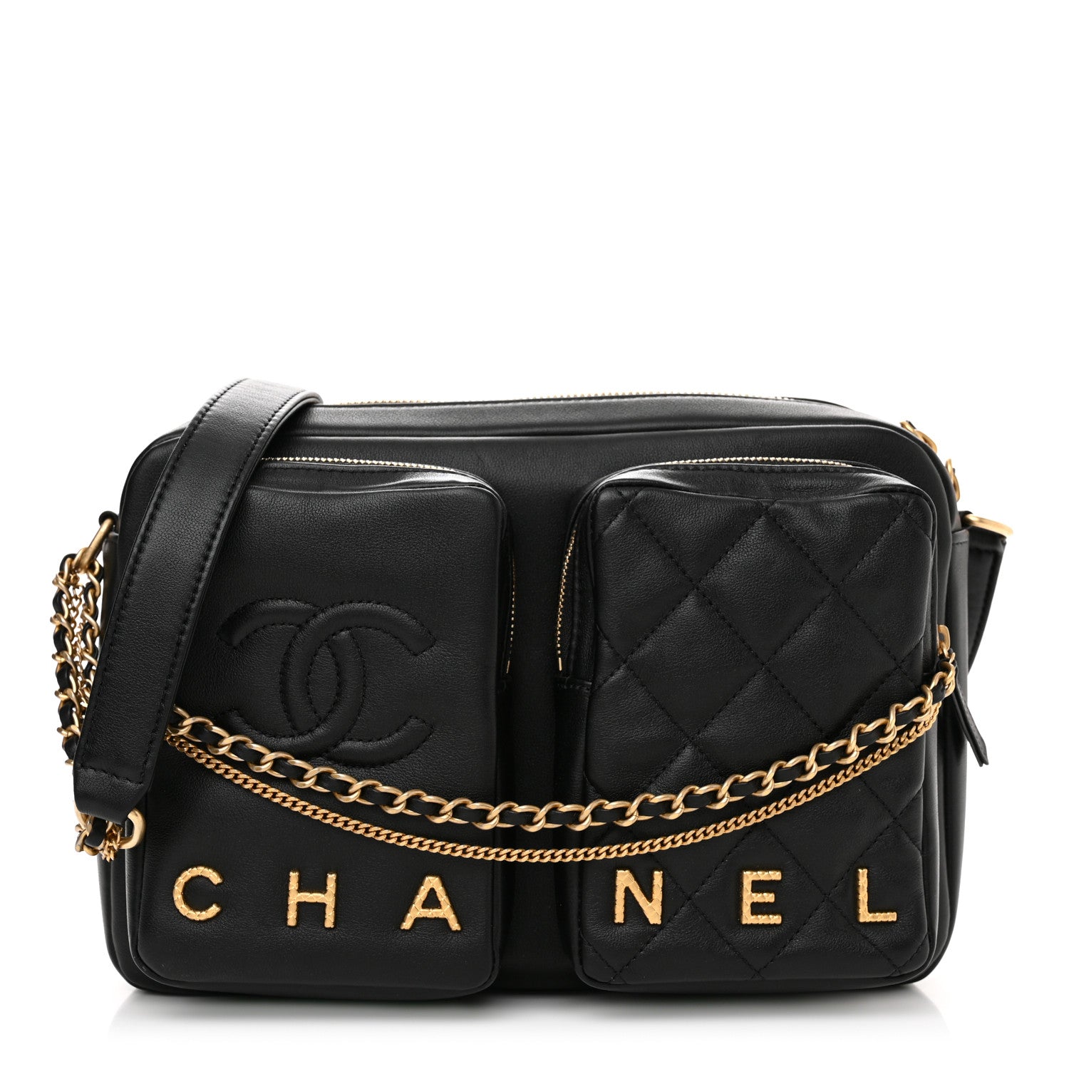 Chanel Calfskin Quilted Large Camera Case Black 1 of 10