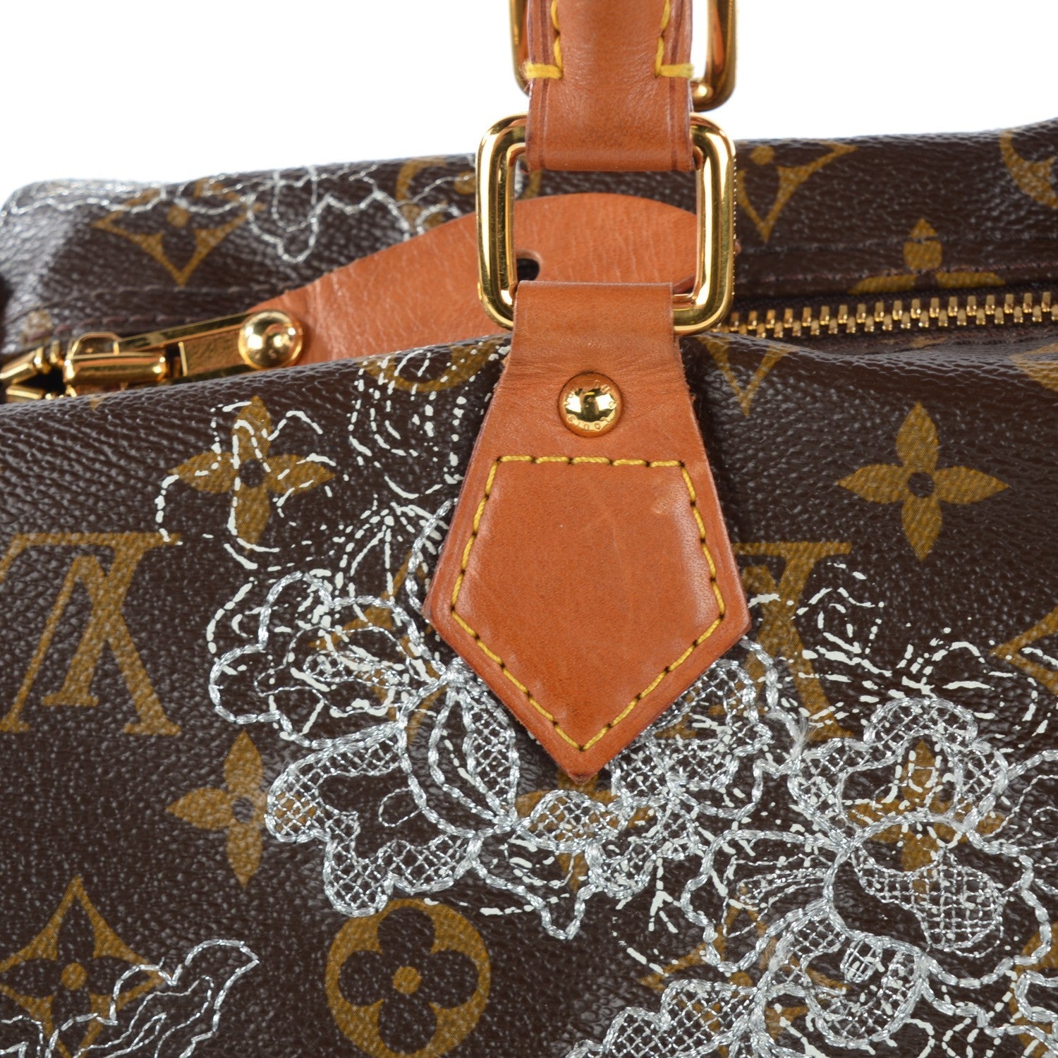 Louis Vuitton Monogram Dentelle Speedy 30 Silver 8 of 10