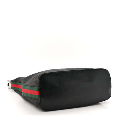 Gucci Denim Web Medium Hobo Black 4 of 13