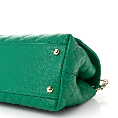 Chanel Caviar Quilted Small Coco Handle Flap Green 10 of 12