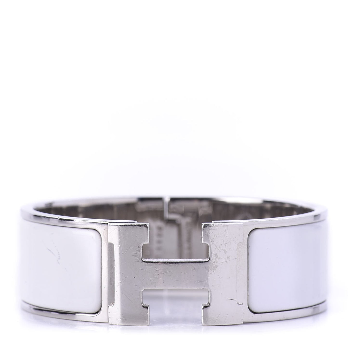 Enamel Wide Clic Clac H Bracelet PM White