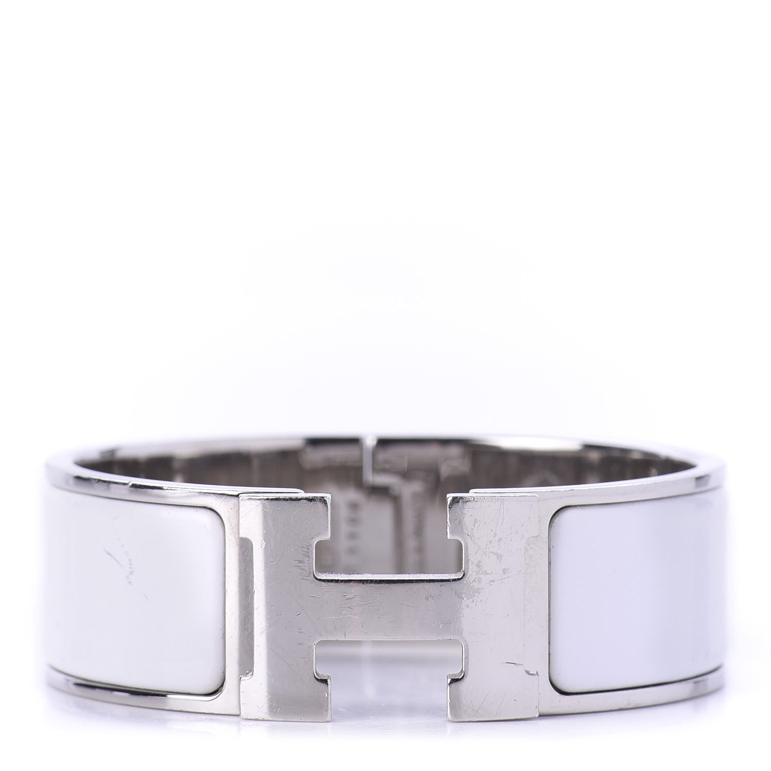 Hermes Enamel Wide Clic Clac H Bracelet PM White 1 of 4
