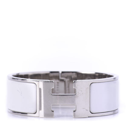 Hermes Enamel Wide Clic Clac H Bracelet PM White 1 of 4