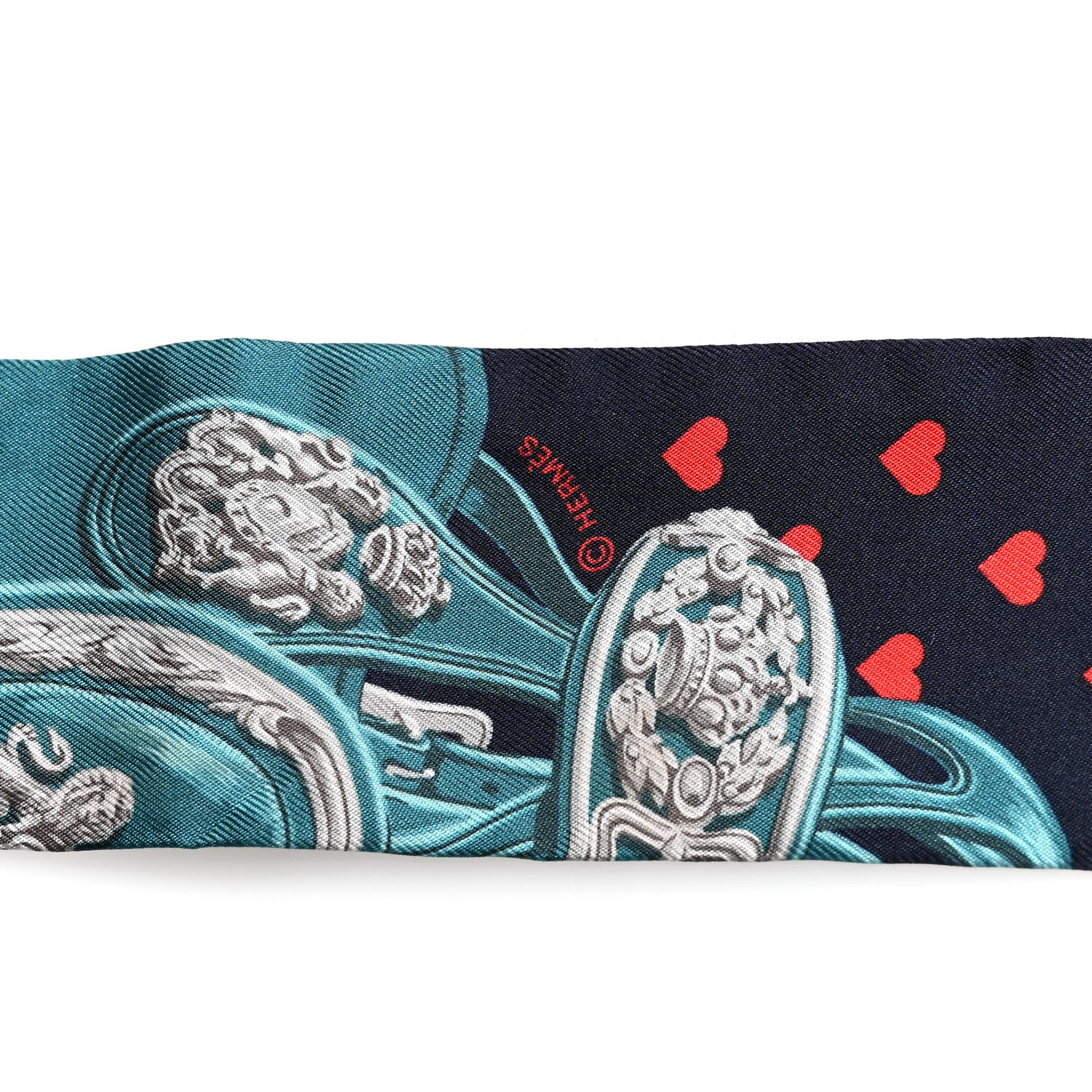 Hermes Silk Brides de Gala Love Twilly Caban Canard Rouge 3 of 5