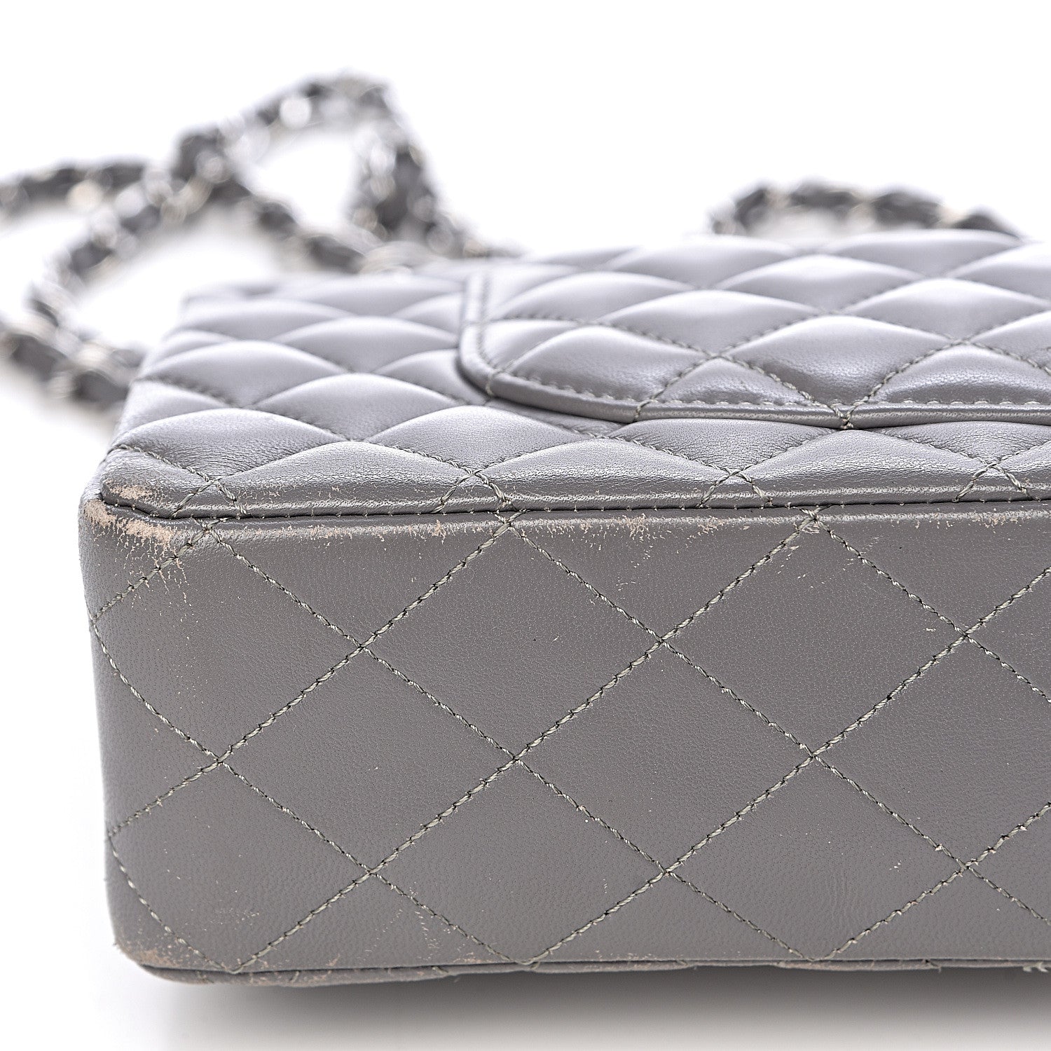 Chanel Lambskin Quilted Medium Double Flap Grey 18 of 21