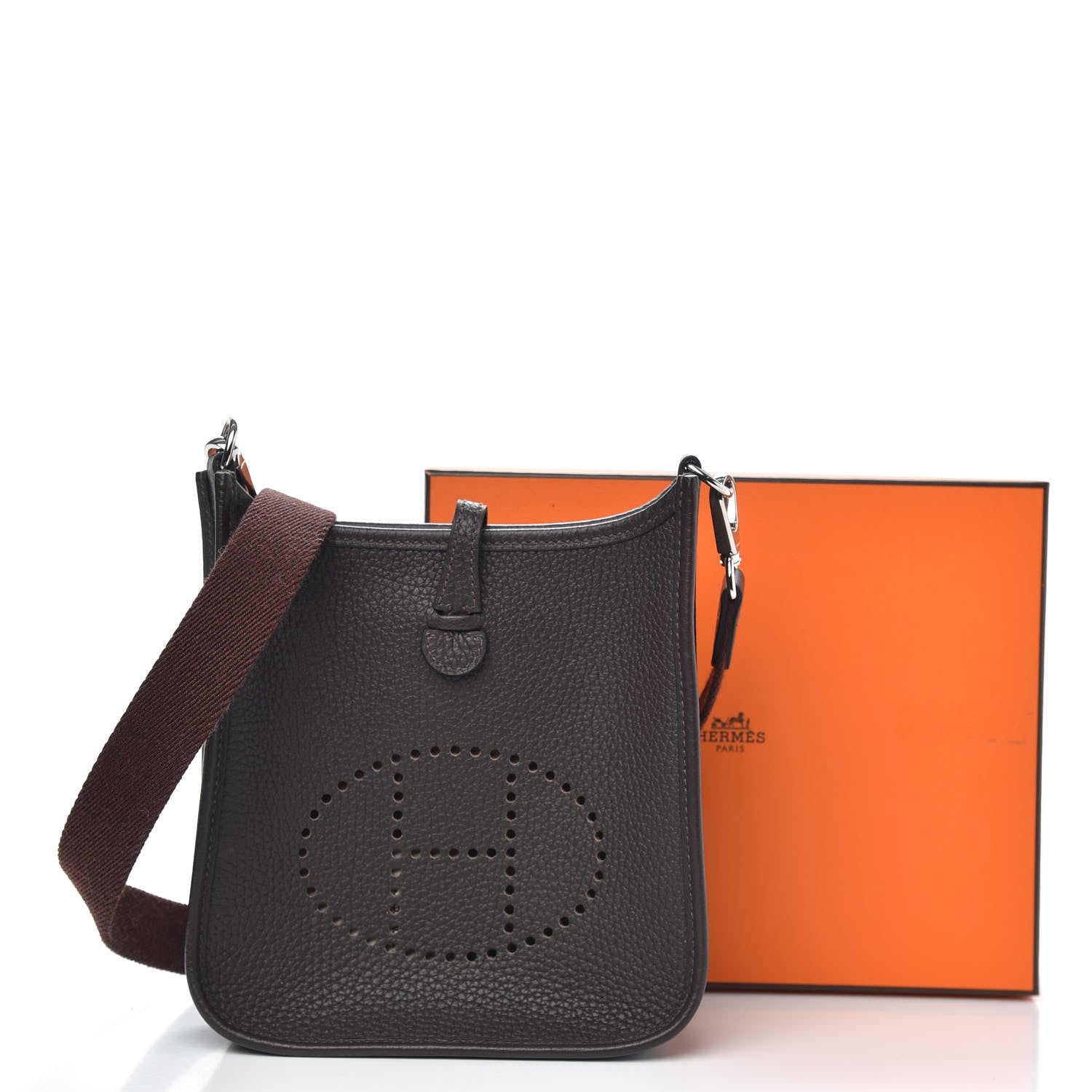 Hermes Taurillon Clemence Amazone Evelyne TPM Ebene Havane 10 of 10