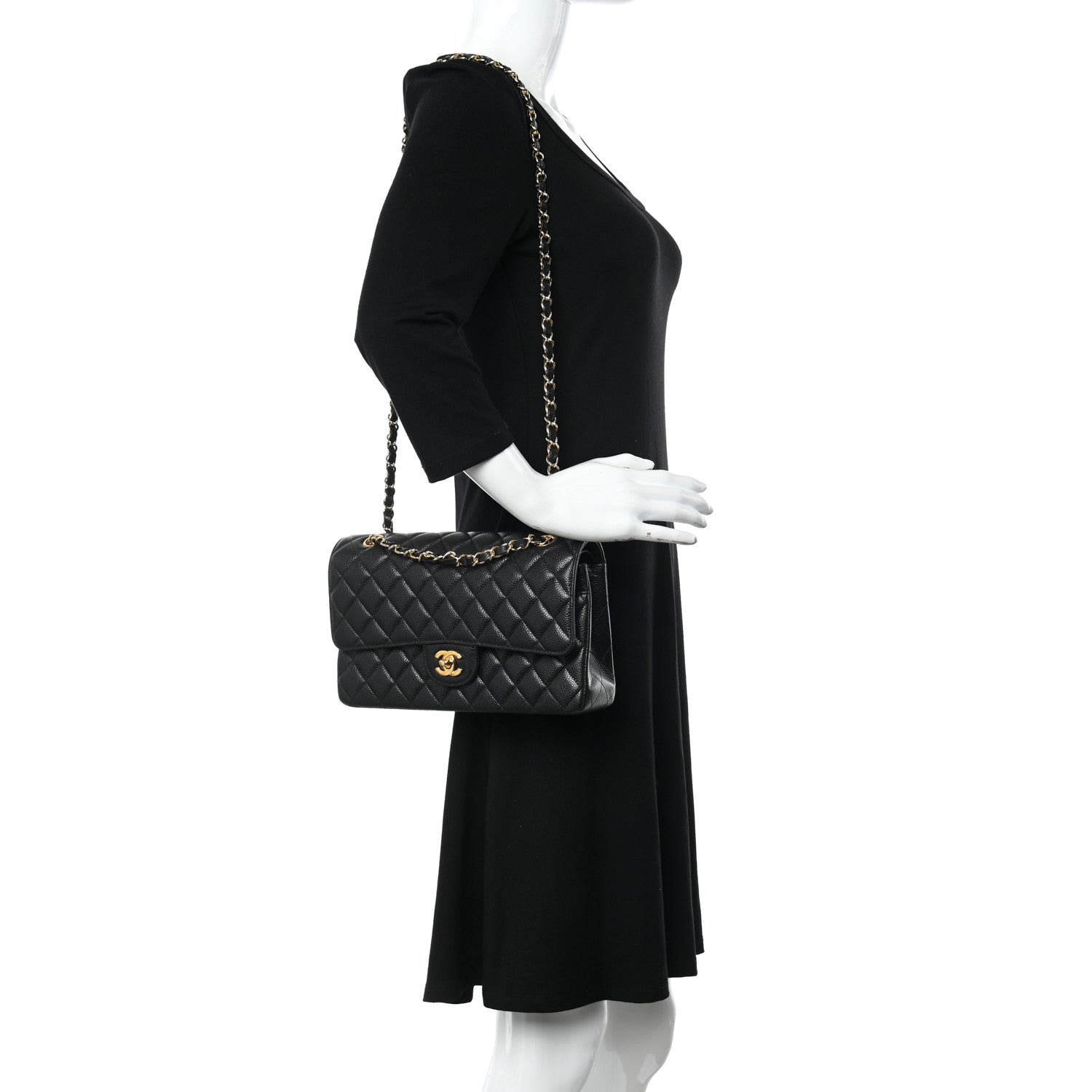 Chanel Caviar Quilted Medium Double Flap Black 2 of 13