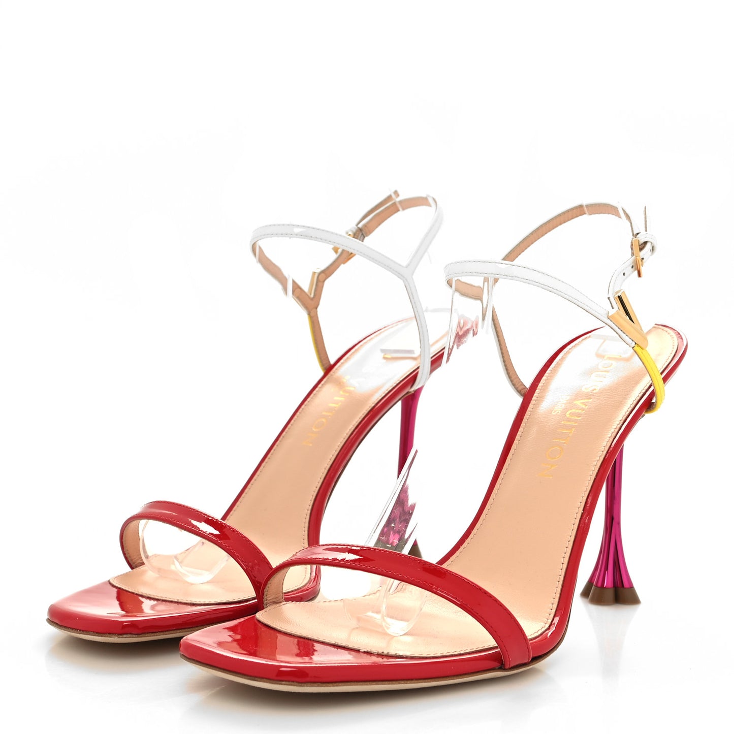 Patent Calfskin Blossom Sandals 40 Red