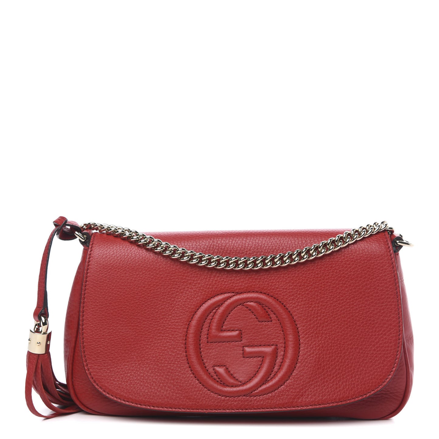 Pebbled Calfskin Medium Soho Flap Crossbody Tabasco Red