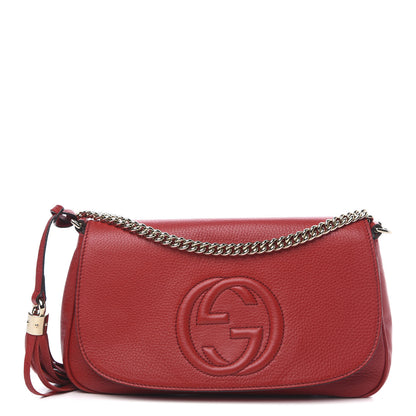 Gucci Pebbled Calfskin Medium Soho Flap Crossbody Tabasco Red 1 of 10
