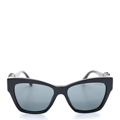Chanel Acetate Square Cat Eye CC Sunglasses 5456 Black 2 of 9