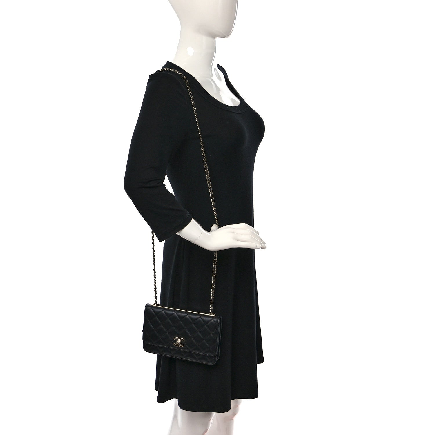 Chanel Lambskin Quilted Trendy CC Wallet On Chain WOC Black 2 of 11