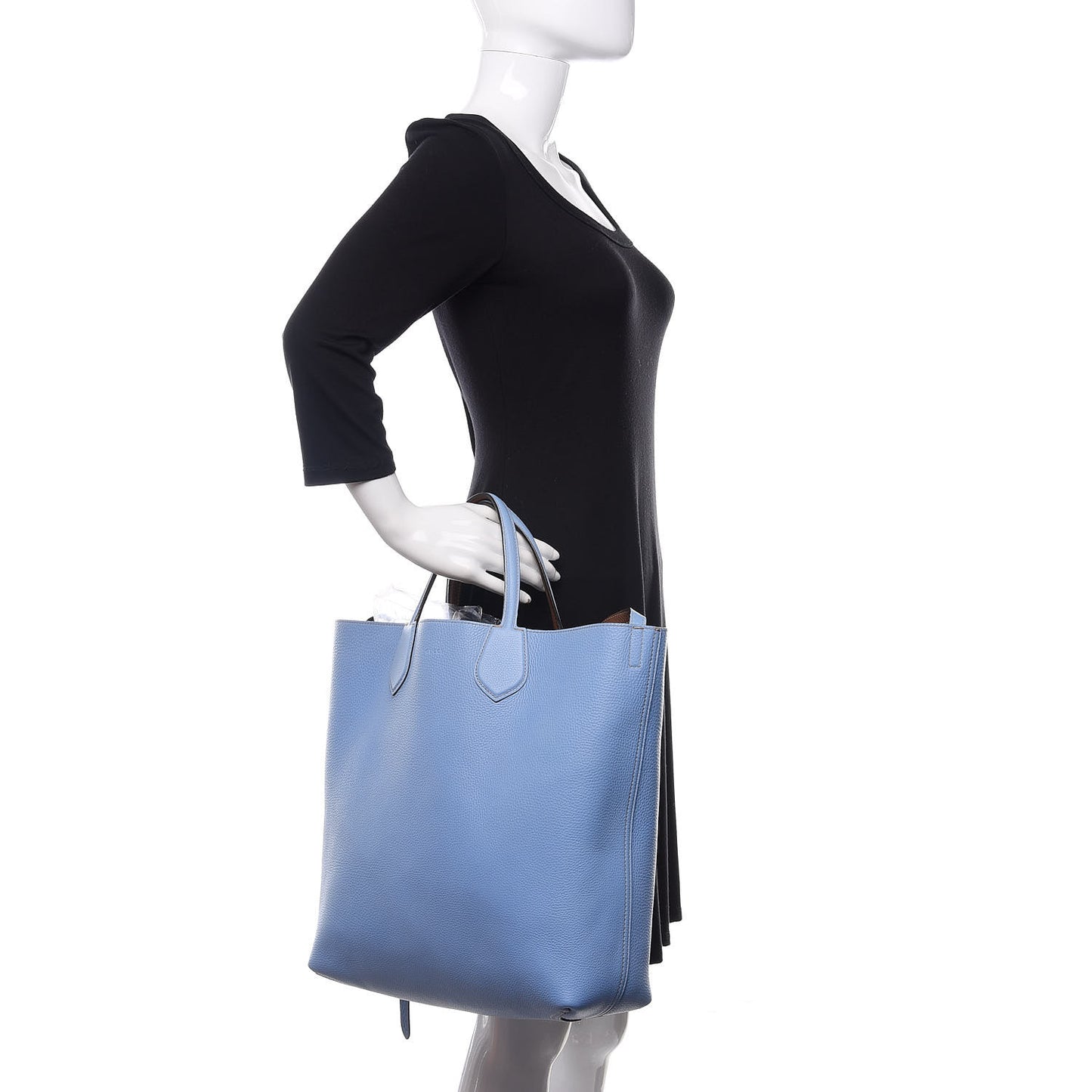 Cellarius Calfskin Bi-Color Medium Ramble Reversible Tote Nut Brown Mineral Blue