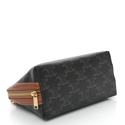 Celine Triomphe Canvas Lambskin Clutch On Chain Tan 4 of 10