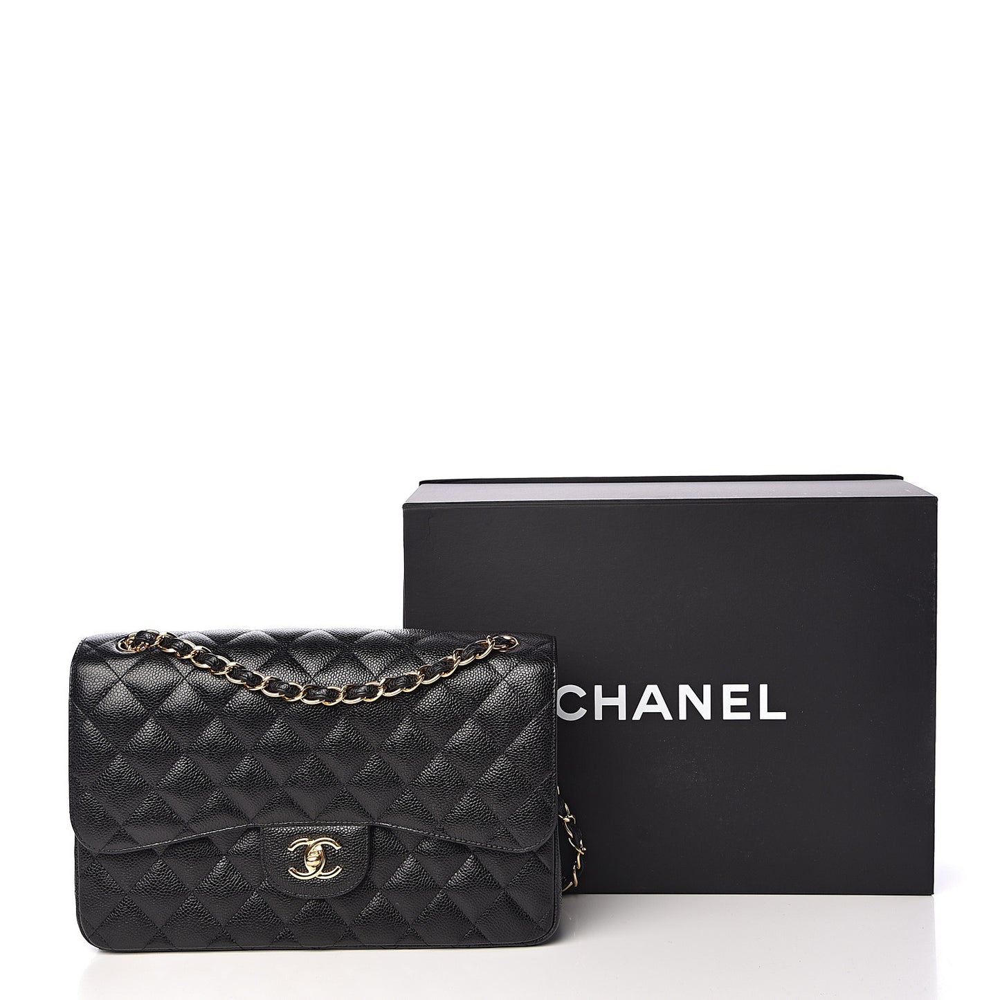Caviar Quilted Jumbo Double Flap Black