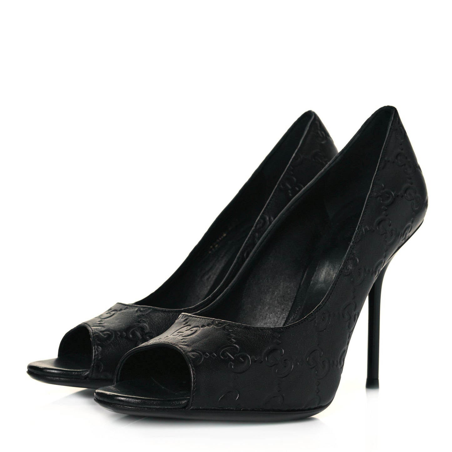Guccissima GG Peep Toe Heels 38.5 Black