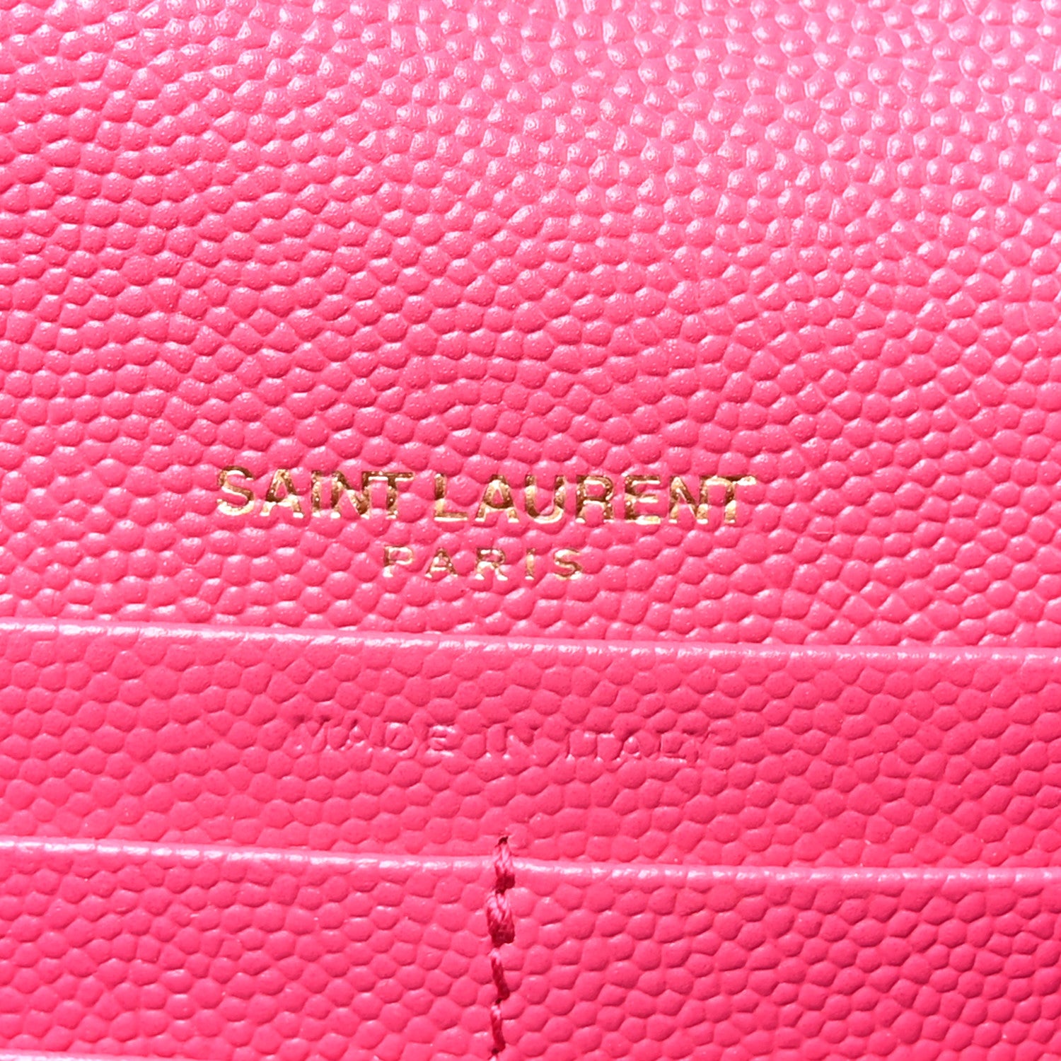 Saint Laurent Grain De Poudre Matelasse Chevron Monogram Envelope Chain Wallet Fresh Fuchsia 6 of 10