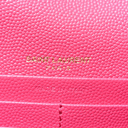 Saint Laurent Grain De Poudre Matelasse Chevron Monogram Envelope Chain Wallet Fresh Fuchsia 6 of 10