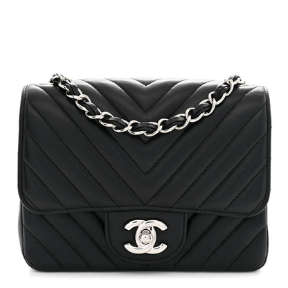 Chanel Lambskin Chevron Quilted Mini Square Flap Black 1 of 11