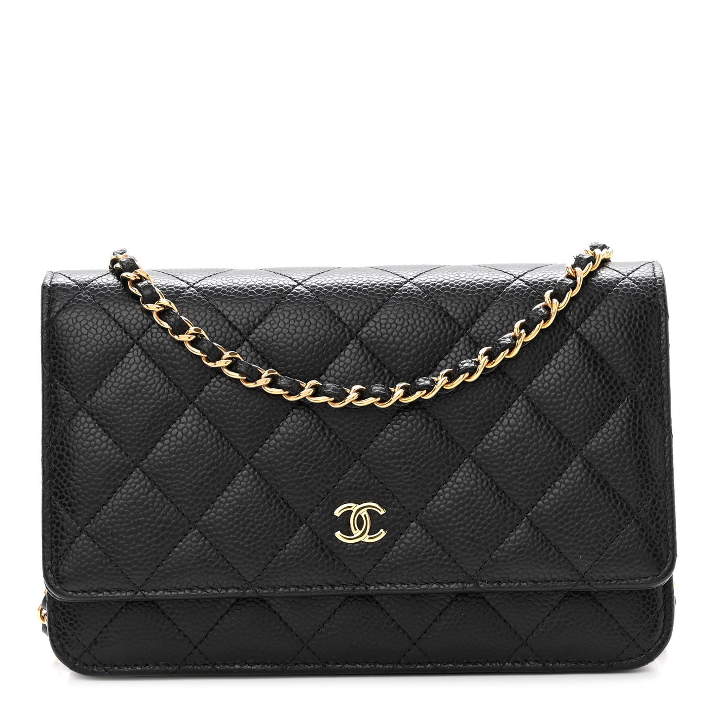 Caviar Quilted Wallet on Chain WOC Black