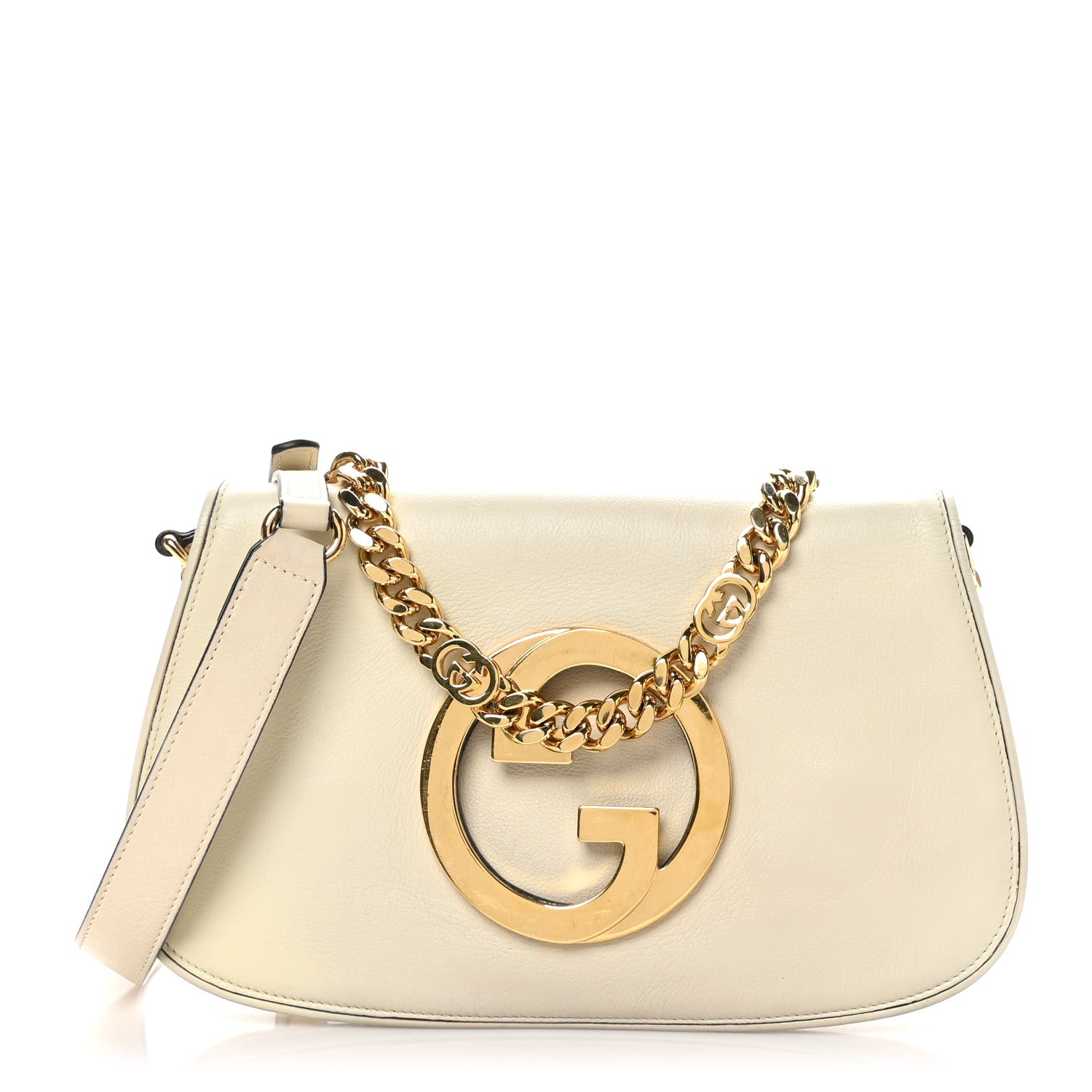 Gucci Roxy Calfskin Blondie Chain Shoulder Flap Bag Mystic White 1 of 10