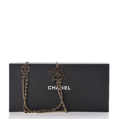 Chanel Glazed Calfskin Crystal CC Camellia Long Necklace Gold 7 of 7