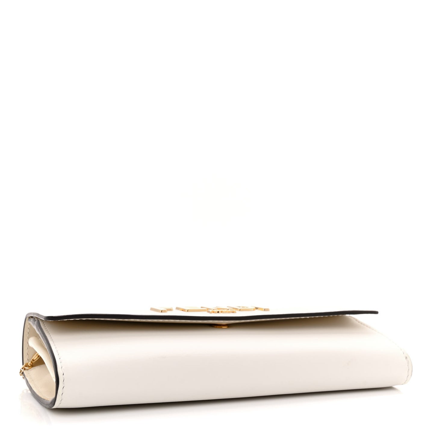 Vitello Kyoto Metal Fendi Roma Logo Chain Continental Wallet White