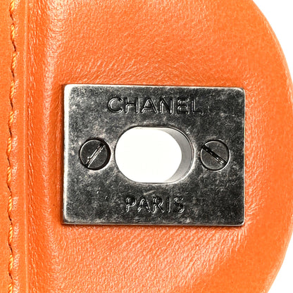 Chanel Lambskin Quilted Jumbo Grocery By Chanel Drawstring Shopping Bag Orange 12 of 16
