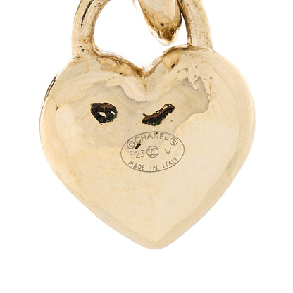 Chanel Metal CC Heart Turnlock Drop Earrings Gold 4 of 5