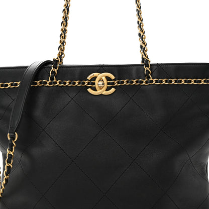 Chanel Calfskin Stitched Small Shopping Tote Black 8 of 14