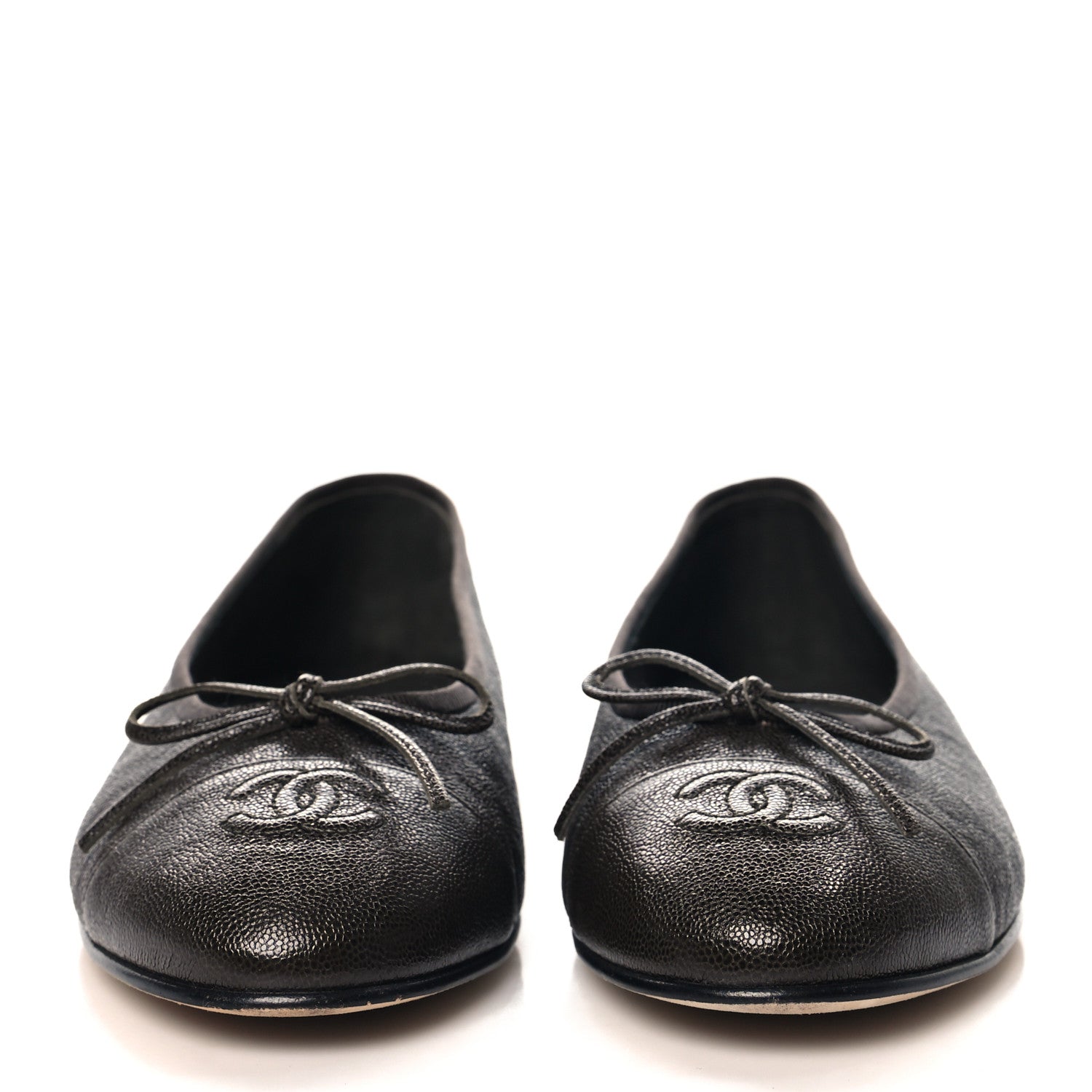 Chanel Caviar CC Cap Toe Ballerina Flats 38.5 Brown 3 of 9