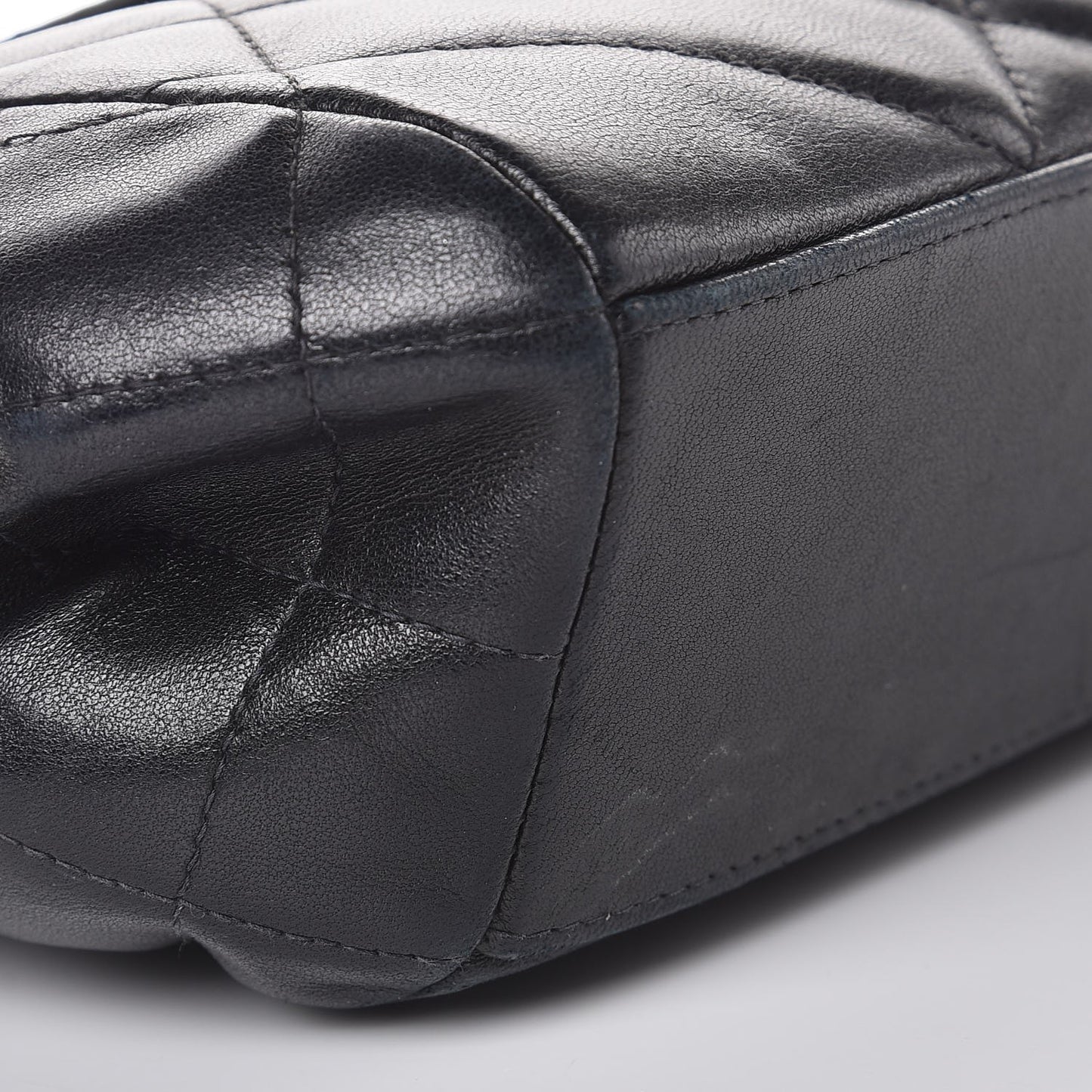 Calfskin Chocolate Bar Quilted Accordion Flap Black