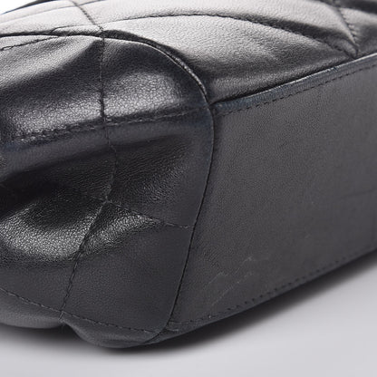 Chanel Calfskin Chocolate Bar Quilted Accordion Flap Black 10 of 12