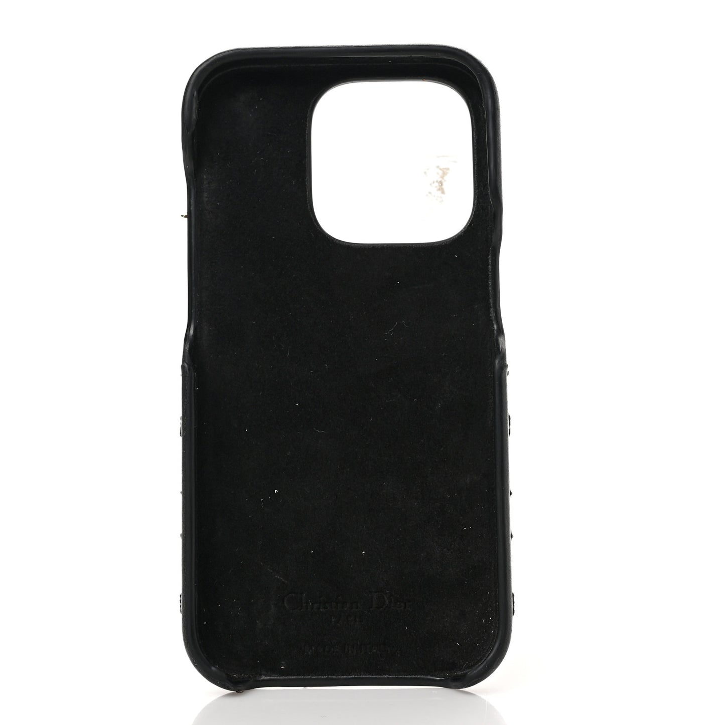 Lambskin Cannage Lady Dior Tech iPhone 14 Pro Case Black