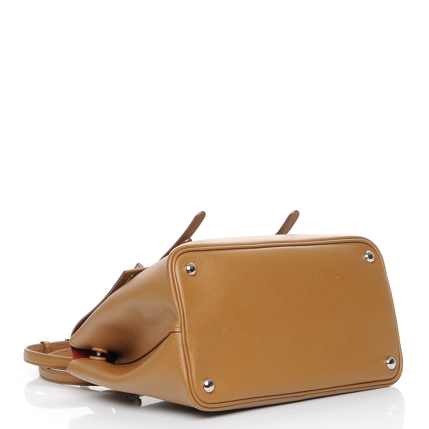 Prada Saffiano Cuir Convertible Top Handle Tote Caramel 5 of 8