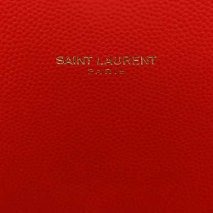 Saint Laurent Grain De Poudre Matelasse Chevron Large Monogram Satchel Lipstick Red 8 of 10