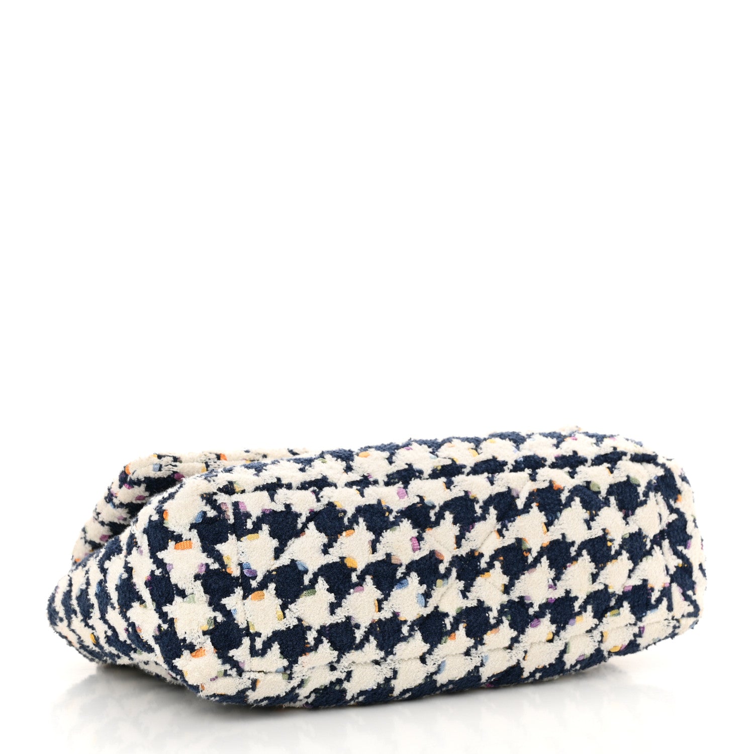 Chanel Tweed Quilted Large Chanel 19 Flap Ecru Navy Blue Multicolor 4 of 13