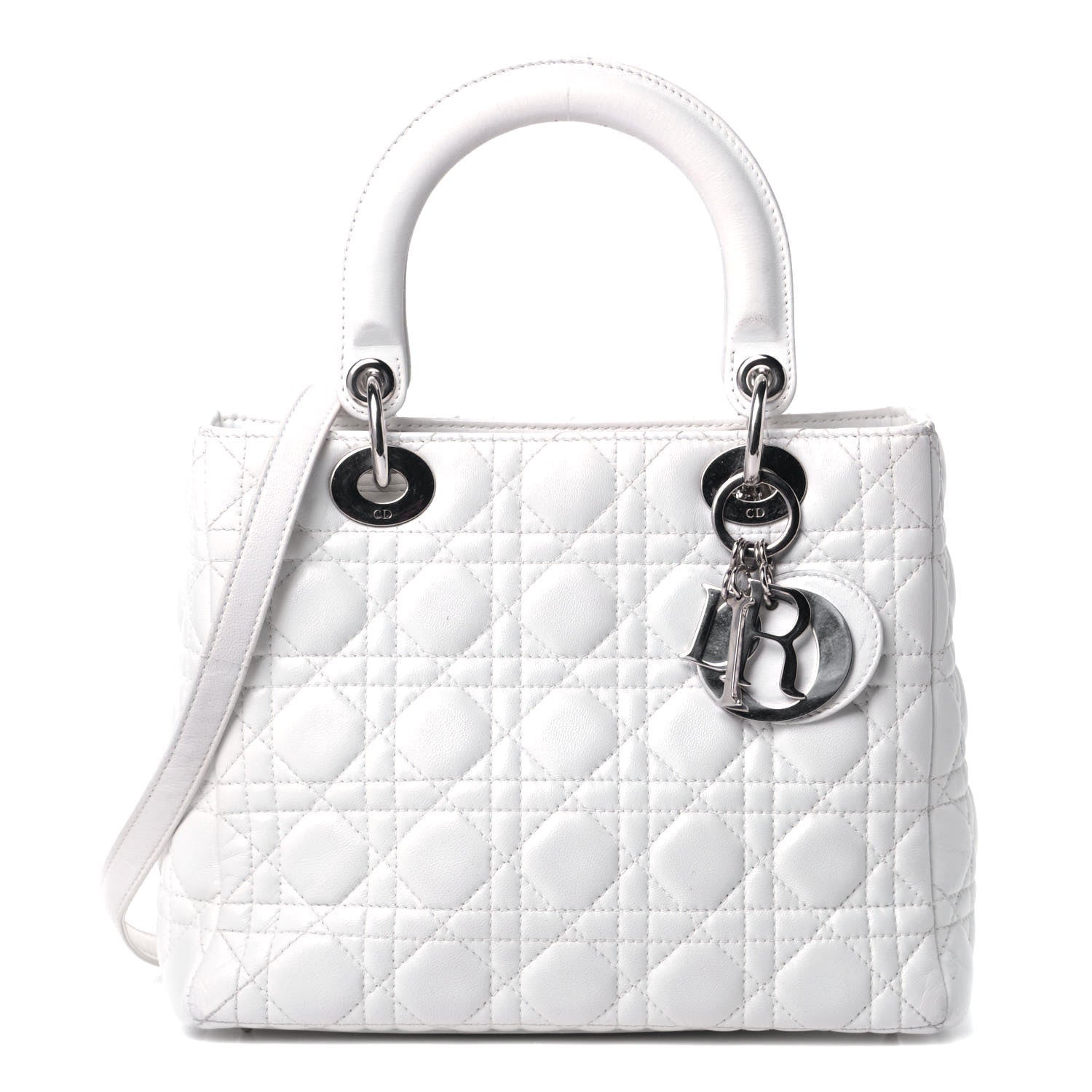 Christian Dior Lambskin Cannage Medium Lady Dior White 1 of 5