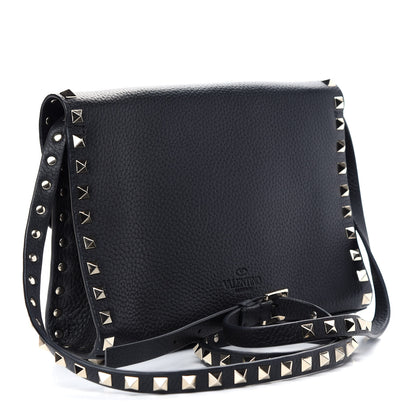 Valentino Garavani Pebbled Calfskin Medium Rockstud Flip Lock Crossbody Bag Black 2 of 7
