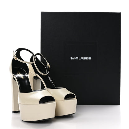 Saint Laurent Lambskin Jodie Platform Sandals 39.5 Pearl 9 of 9
