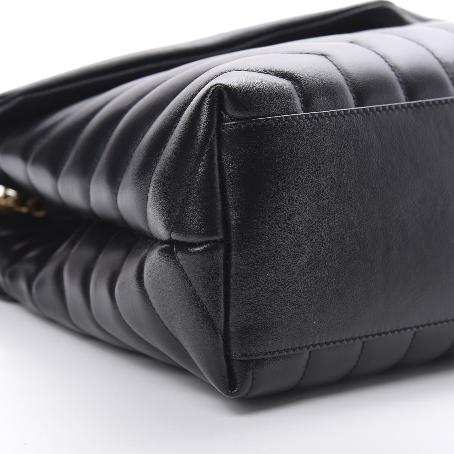 Calfskin Y Quilted Monogram Medium Loulou Chain Satchel Black