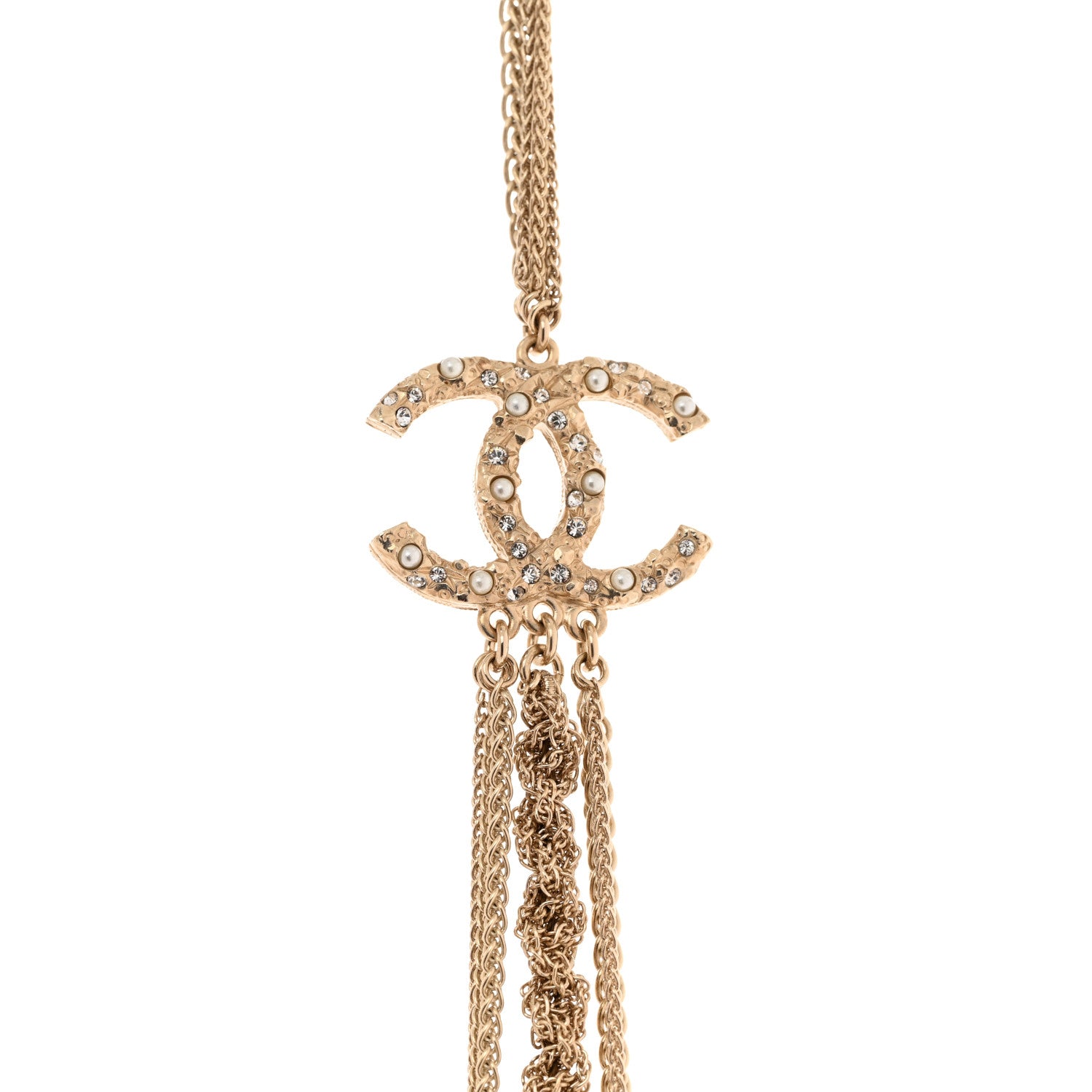 Chanel Pearl Chain CC Long Multistrand Necklace Gold 4 of 5