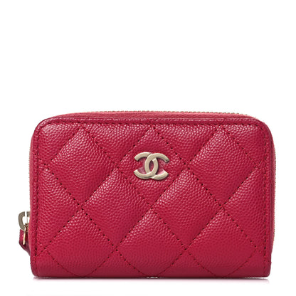 Chanel Caviar Quilted Zip Coin Purse Dark Pink 1 of 10