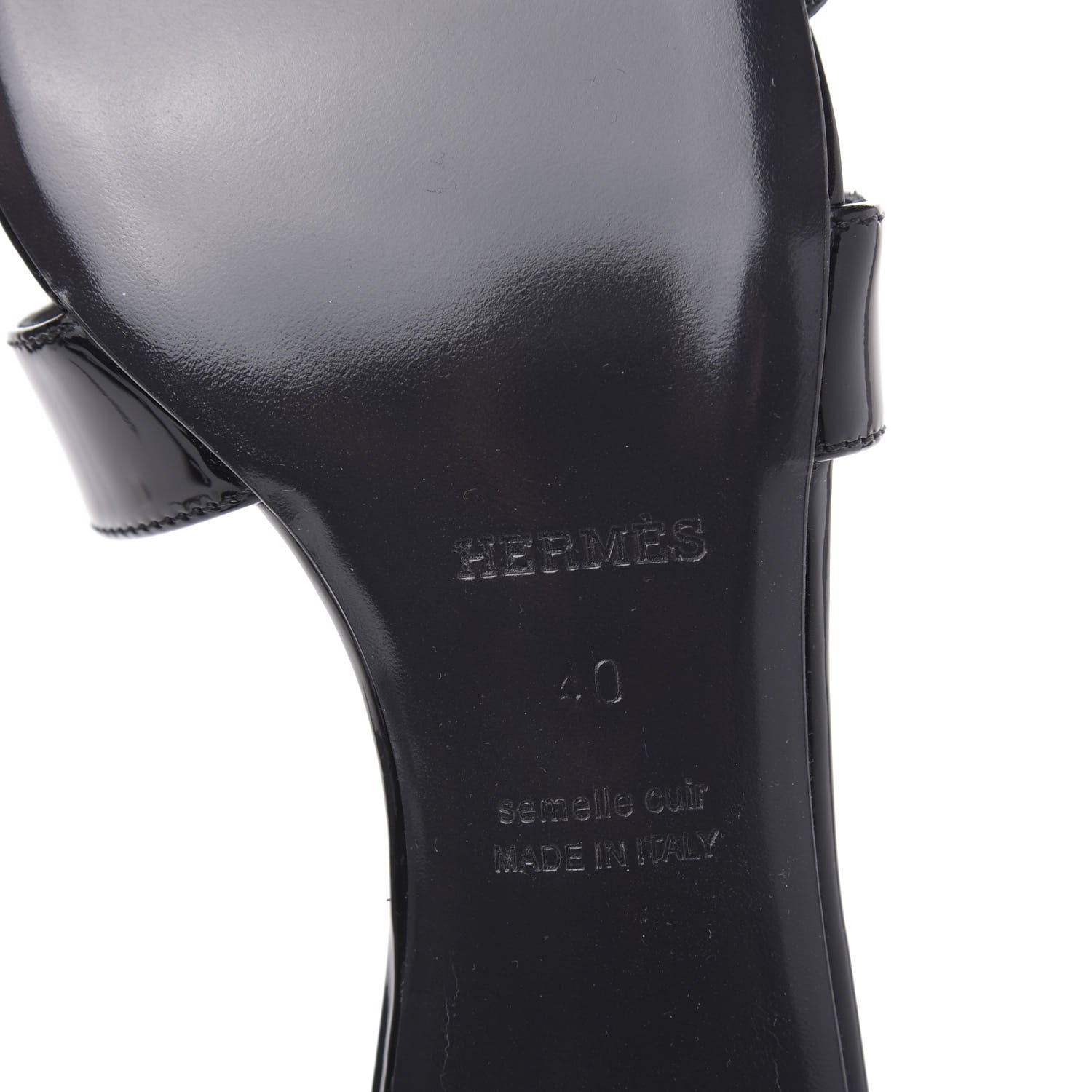 Hermes Patent Oasis Sandals 40 Black 7 of 8