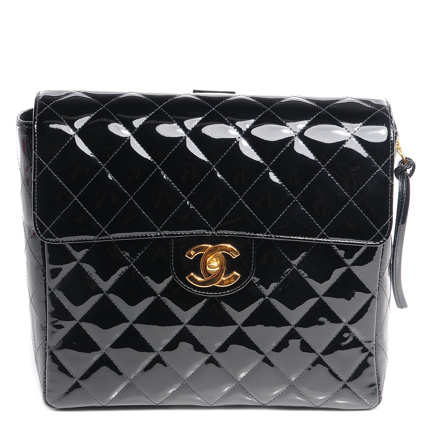Patent Quilted Backpack Black