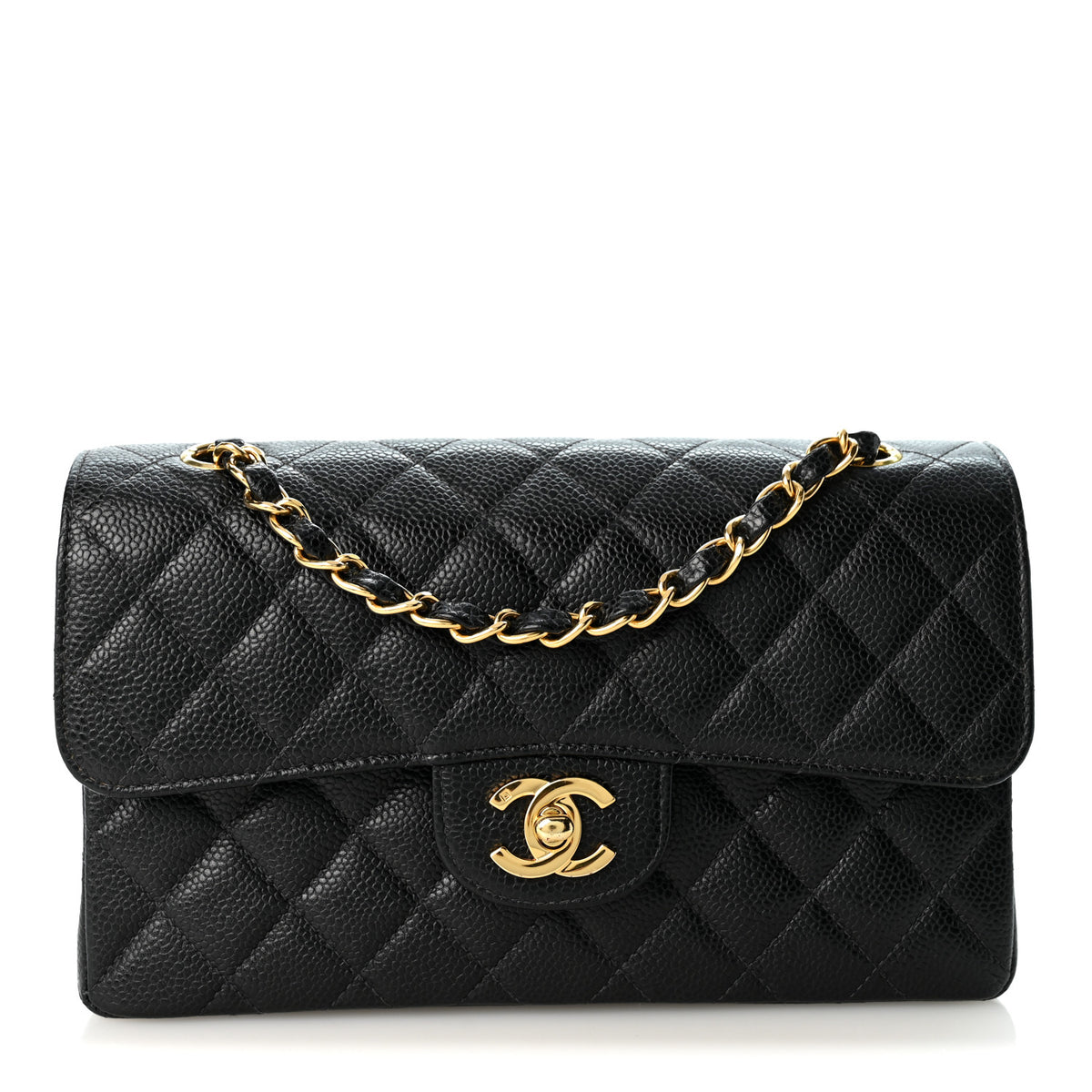 Caviar Quilted Small Double Flap Black
