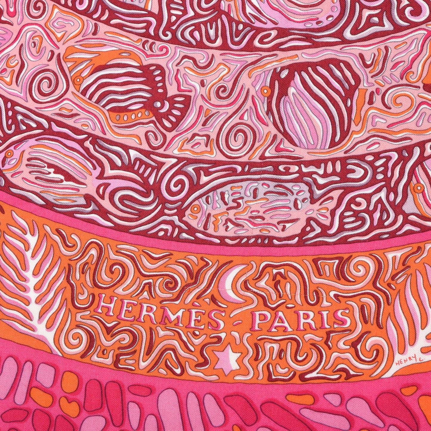 Cashmere Silk La Legende Du Poisson Shawl 140 Corail