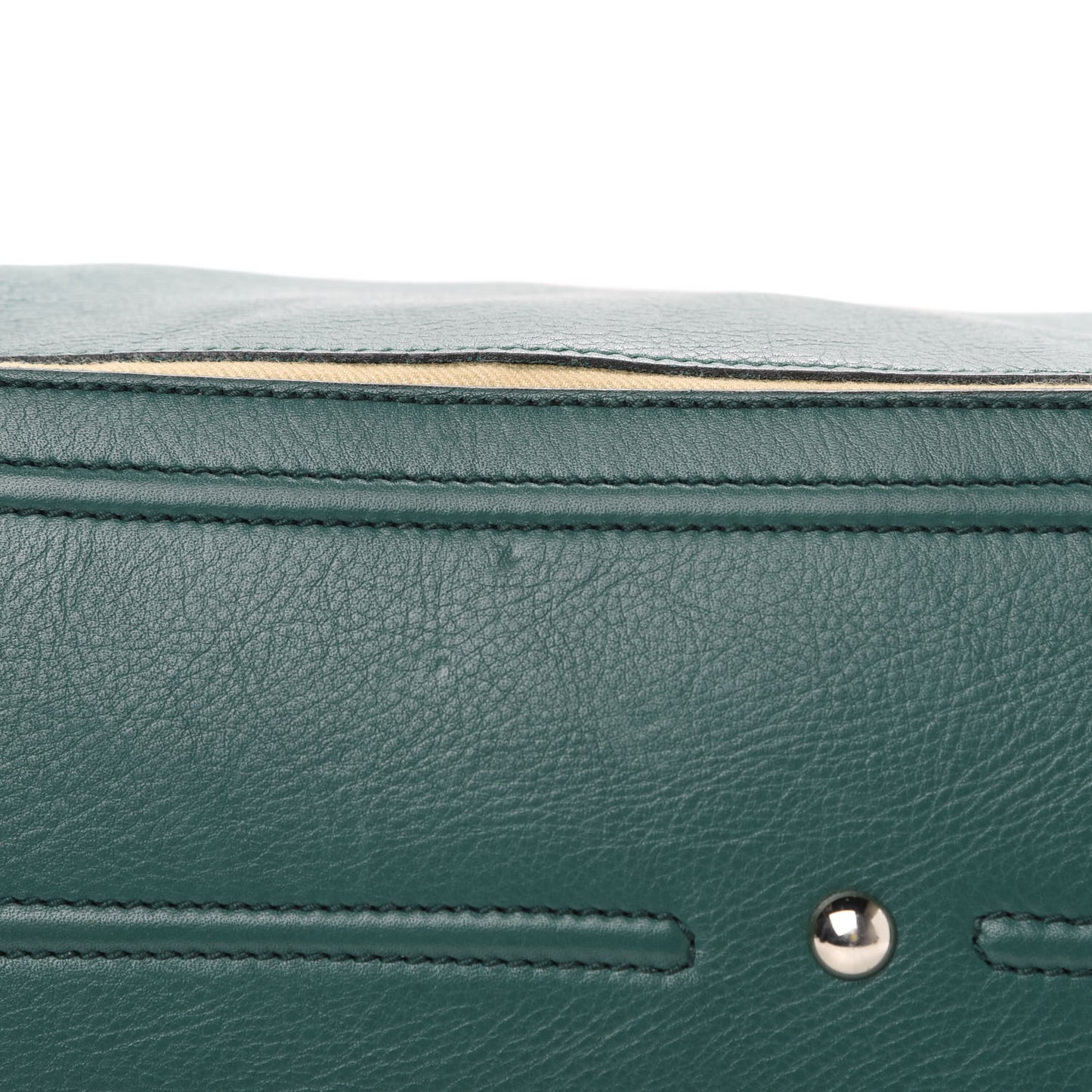Calfskin Canvas Large Muse Two Green Beige